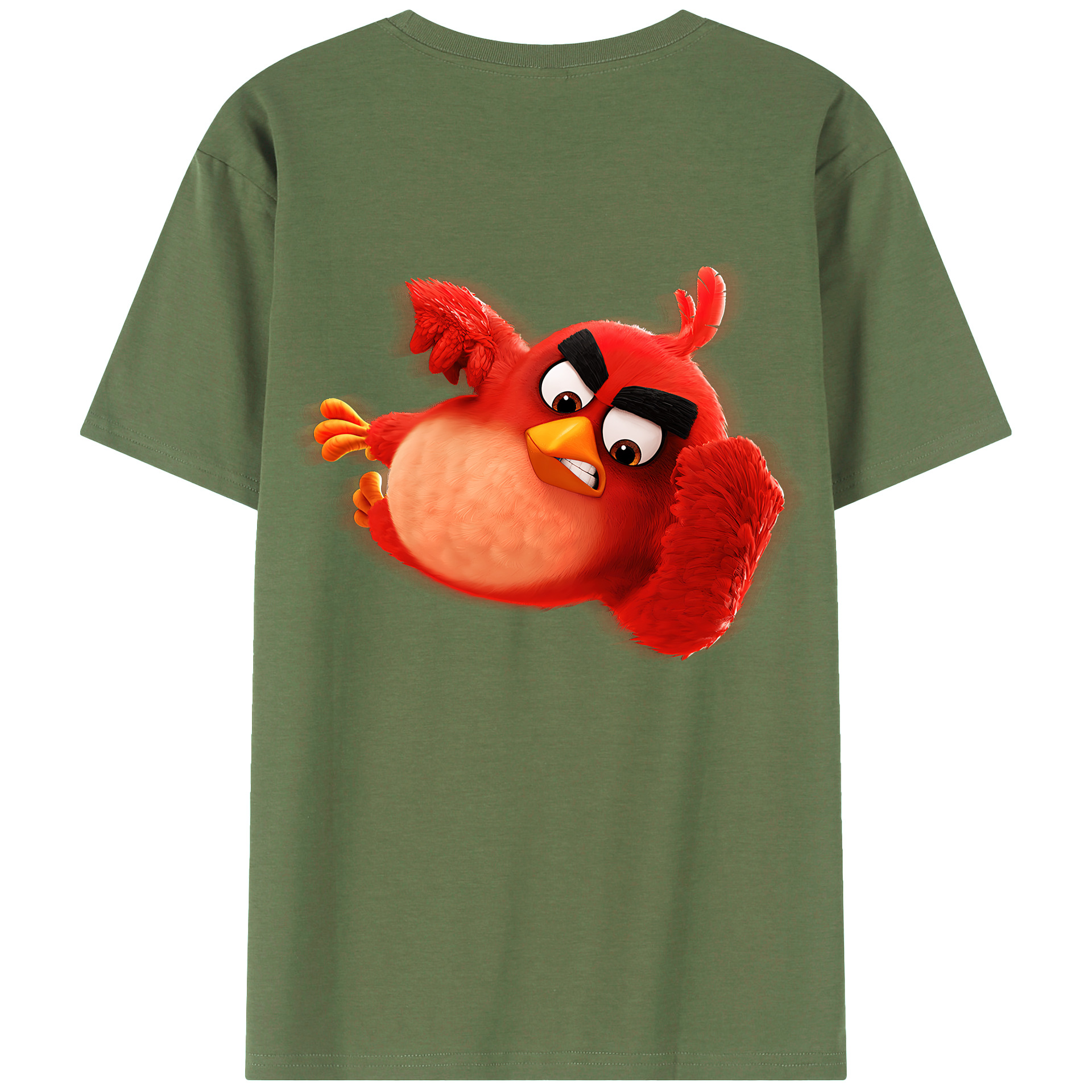 （画像用） Angry Birds アングリーバード 綿100％ メンズ半袖Tシャツ（バックプリント） 通気性